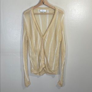 NWOT L'Academie Cream and White Striped Cardigan